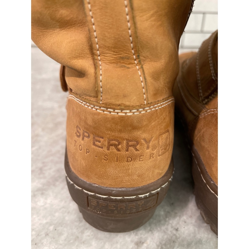 Sperry Boots Womens 11 Tan Leather Shearling Lined Thinsulate Duck Boots Buckle - Picture 5 of 9